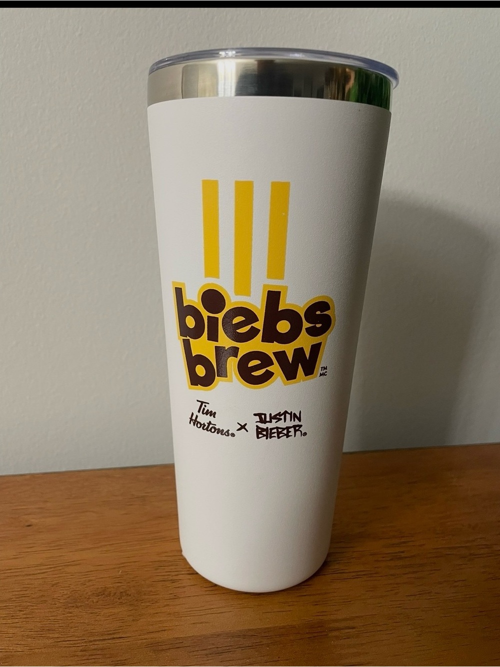 Justin Beiber Tim Hortons Travel Tumbler